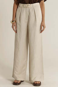 AMARA BELTED PANT-FLAX