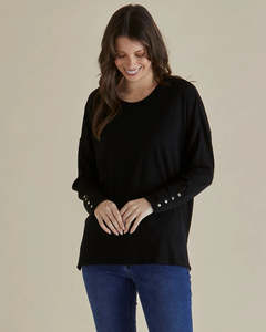 Under 50 Outlet: Hendrix Ribbed Long Sleeve Tee - Black