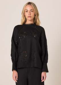 AVEN EMBROIDERED BLOUSE-Black
