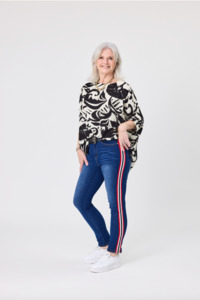 LORNA DENIM JEANS-RED STRIPE