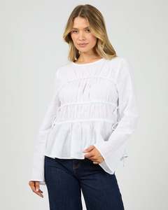 All About Eve: ALL ABOUT LOU LOU TIE LS TOP-White