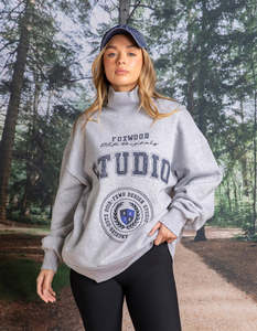 Foxwood: STUDIO MOCK NECK CREW-GREYMARLE