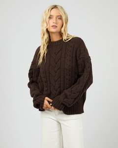 ALL ABOUT EVE HIGGINS CABLE KNIT-BROWN-PRE ORDER DUE LATE MARCH