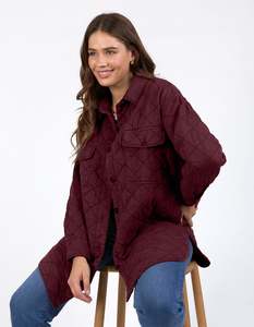 Elm Clothing: KATIE QUILTED SHACKET-PLUM-PRE ORDER