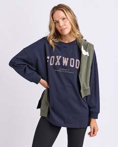 INTERVAL LONG SLEEVE TEE - NAVY WITH BROWN
