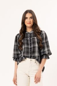 Seeking Lola: Seeking Lola CELIA BLOUSE-BLUE CHECK