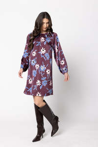 Seeking Lola: SHIFT DRESS-MERLOT BLOSSOM