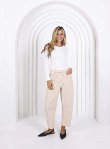 Monaco Jeans: LEO BARREL CORD-STONE