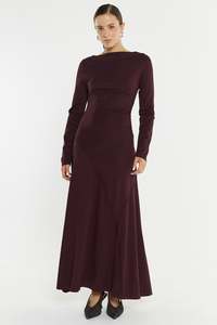 JADE SEAMED JERSEY DRESS-BURGUNDY