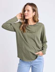 Foxwood: SIGNATURE LONG SLEEVE TEE-KHAKI