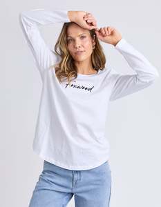 Foxwood: SIGNATURE LONG SLEEVE TEE-WHITE
