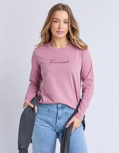 Foxwood: SIGNATURE LONG SLEEVE TEE-DUSTY ROSE