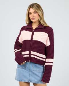 ALL ABOUT EVE AIDA KNIT ZIP THRU-PRE ORDER