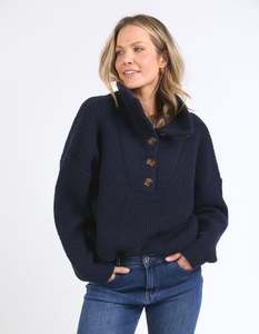 BRON BUTTON KNITP-NAVY-PRE ORDER