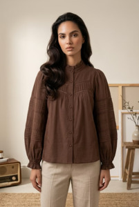 Harlem: HADLEY BLOUSE-CHOCOLATE