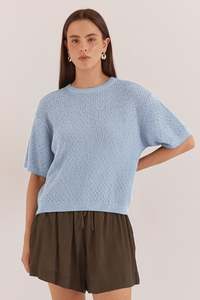 NONI RELAXED KNIT TEE-PALE BLUE