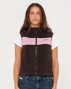 Womens: BLESS UP POLAR FLEECE VEST Java/Pink