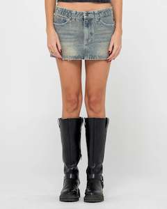 Womens: MORTY LOW RISE DENIM MICRO MINI SKIRT