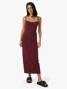 Rib Seam Dress Dark Cherry