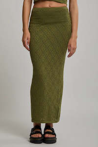 Dresses And Skirts: Solano Diamond Knit Midi Skirt Khaki