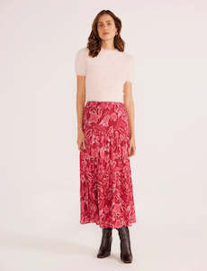 Dresses And Skirts: Mae Tiered Midi Skirt - Plum