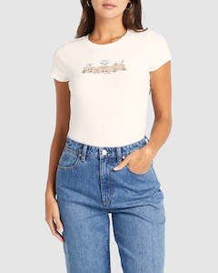 Baby rib tee floral white