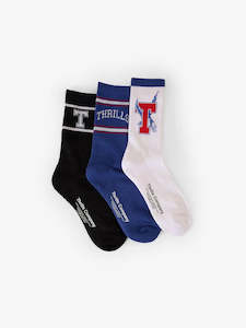 Footwear: Roosevelt 3 pack sock White Limoges black