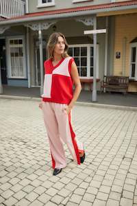 Divide Check Vest - Pinky tomato