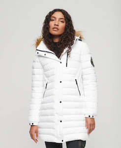 Superdry: FUJI HOODED LONGLINE PUFFER - Black