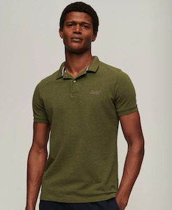 Superdry: Classic Pique Polo Thrift Olive Marle