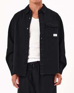 Abrand: A5 Toretto canvas Shacket - Black