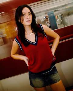 Cherry Pop Skimmer Knit Vest