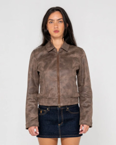 Womens: LIZZY FAUX LEATHER FITTED JACKET