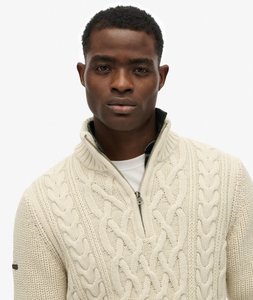 JACOB CABLE KNIT HALF ZIP - ECRU