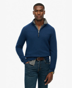 Wool Blend Half Zip Jumper Dusk Navy