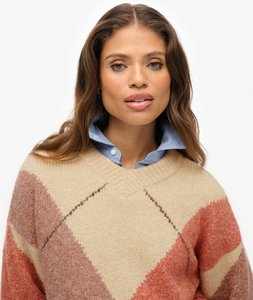 Womens: OVERSIZED ARGYLE V NECK JUMPER