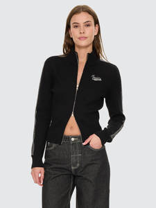 Thrills: Final Call Knit Zip Sweater - Black