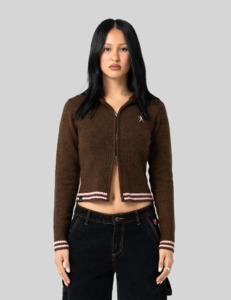 DEVIL GIRL KNITTED ZIP THROUGH HOOD - Java