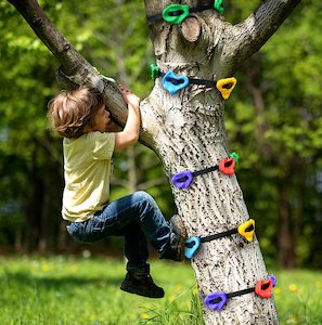 Products: Kids Climbing Holds and Ratchet Straps - Tree-Mounted Ninja Climbing Adventure Kit - VOLANS
