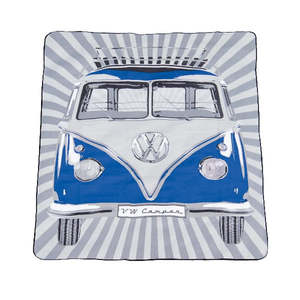 Brisa: VW T1 Bus Picnic Blanket With Carrying Bag - Blue