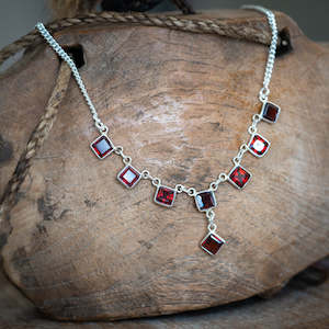 garnet: Square Cut Garnet Necklace