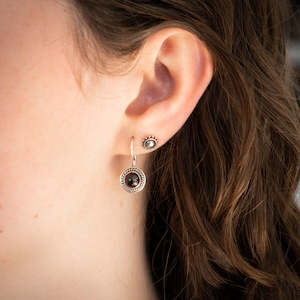 Circle Garnet Earrings