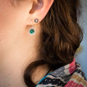 Sale: Circle Malachite Earrings