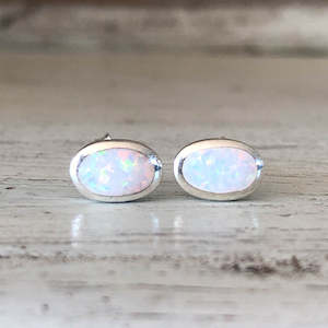 Opals: Dainty Oval Opal Studs