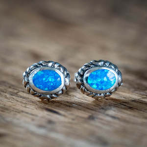 Blue Opal Studs