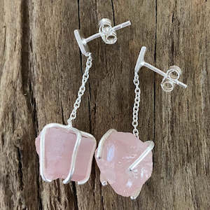 Rose Quartz Nugget Earrings