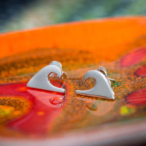 Silver Wave Stud Earrings