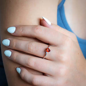 Love: CZ Garnet Heart Ring