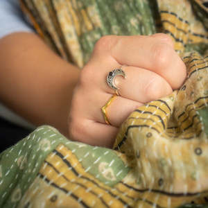 Black Onyx Moon Ring