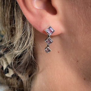 Moon Stars: Amethyst Triple Earrings